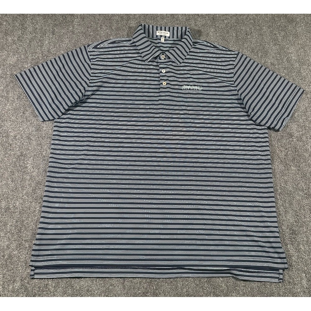 Peter Millar Mens 2XL Blue Striped Summer Comfort Shingle Creek Golf Club EUC